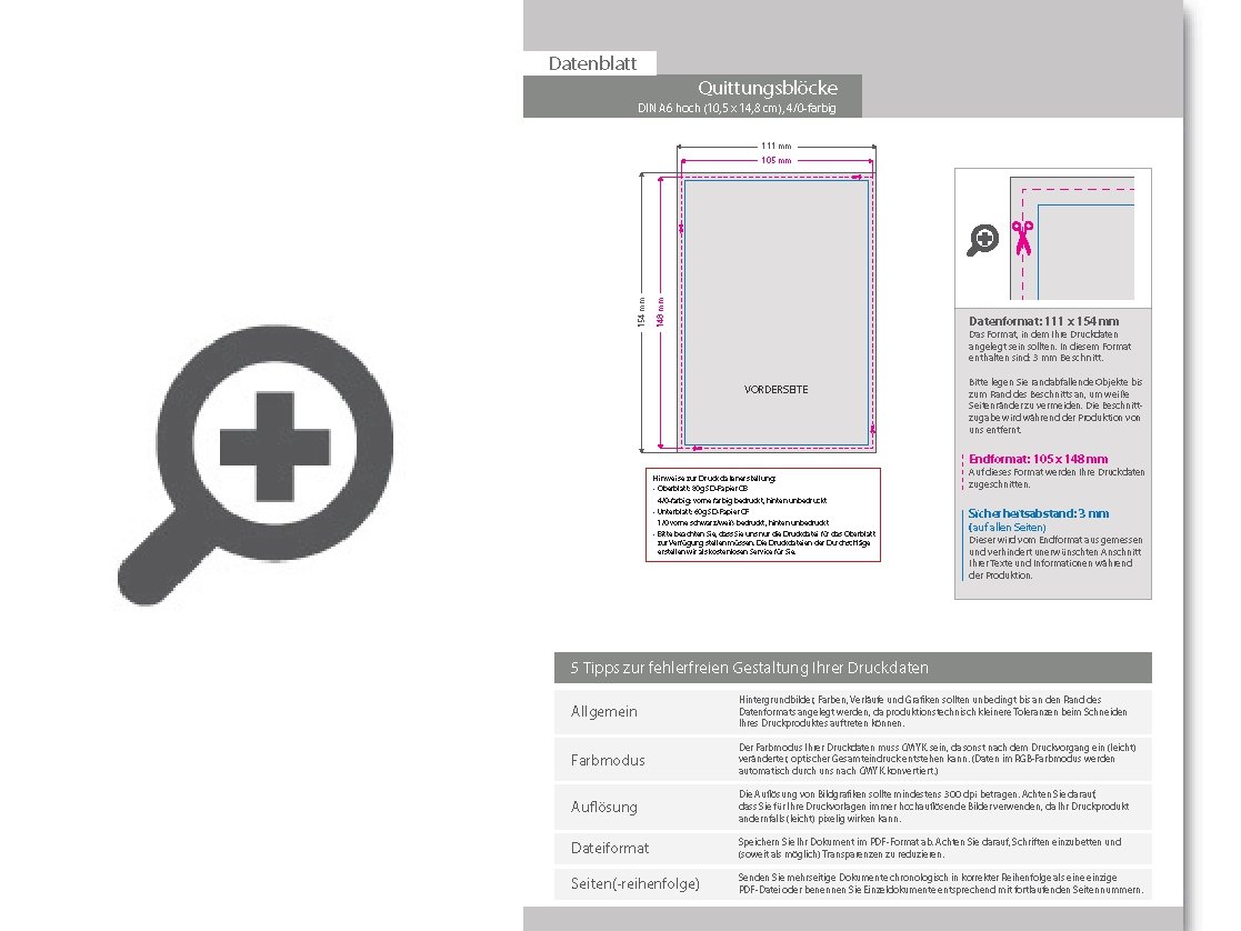 Product Bild quittungsblock_din_a6_hoch__3-fach__1_1-farbig__50_s__tze_je_block