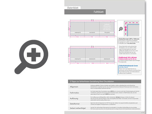 Product Bild faltblatt__gefalzt_auf_quadrat_9_8_cm_x_9_8_cm__vertikaler_wickelfalz__6-seitig